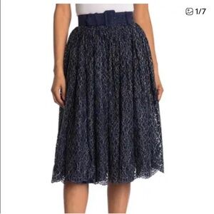 ModCloth Elegant Navy Lace Midi Skirt